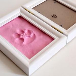 (エスネット) 動物看護士 監修 ペット メモリアル フォト フレーム 写真 立て 幅 23cm 高さ 15cm 手形 足型 粘土 付き SN-285-PF (白+青+ピンク)