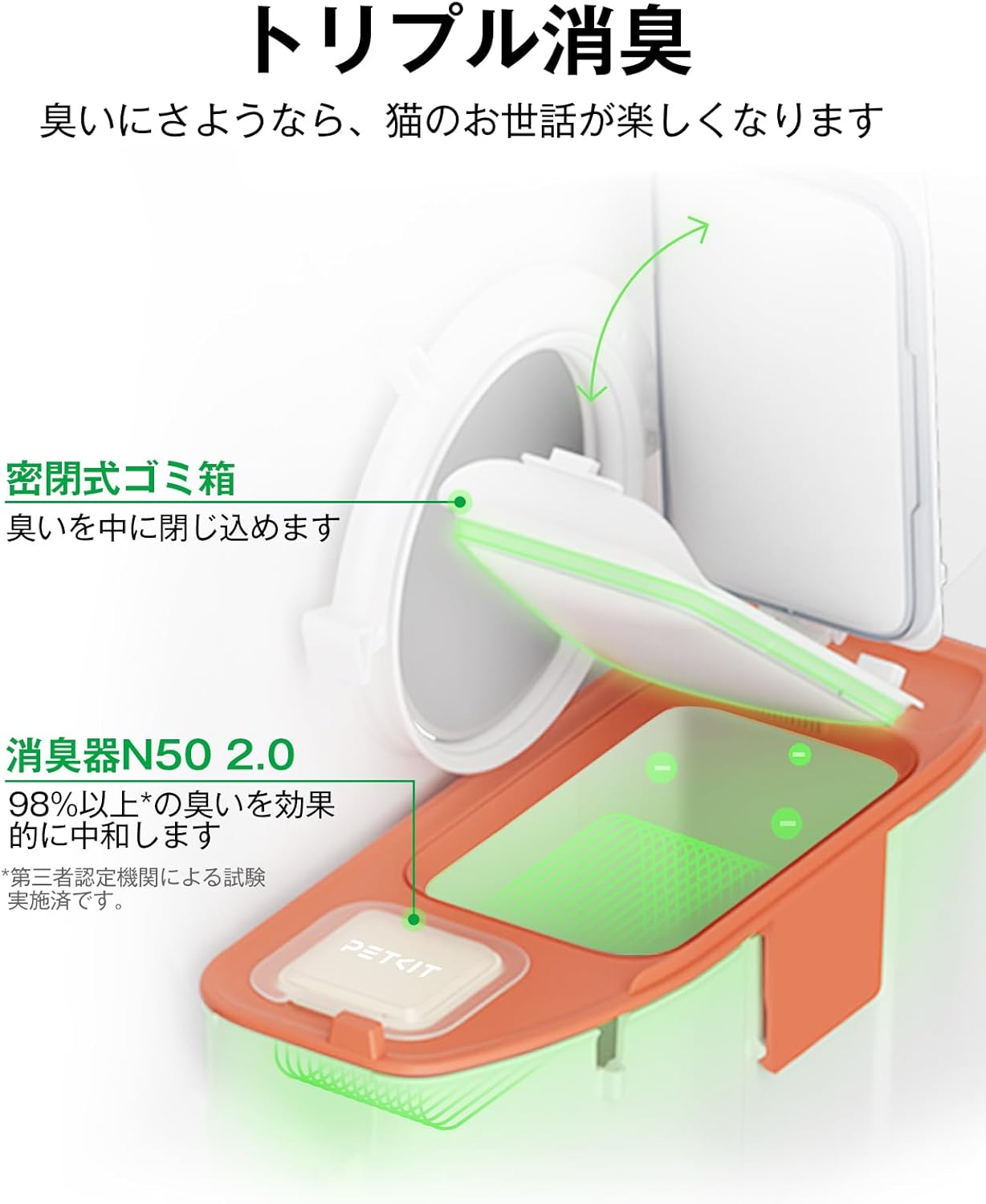 PETKIT 猫 トイレ 自動トイレ オシッコが漏れない アップグレードしたシリンダ スマホ管理 センサー付き 飛散防止 自動清掃 定期清掃 掃除簡単 お留守番 専用APP IOS/Android対応 日本語説明書付き 76L の大容量 自動トイレ PURE MAX2 P9902