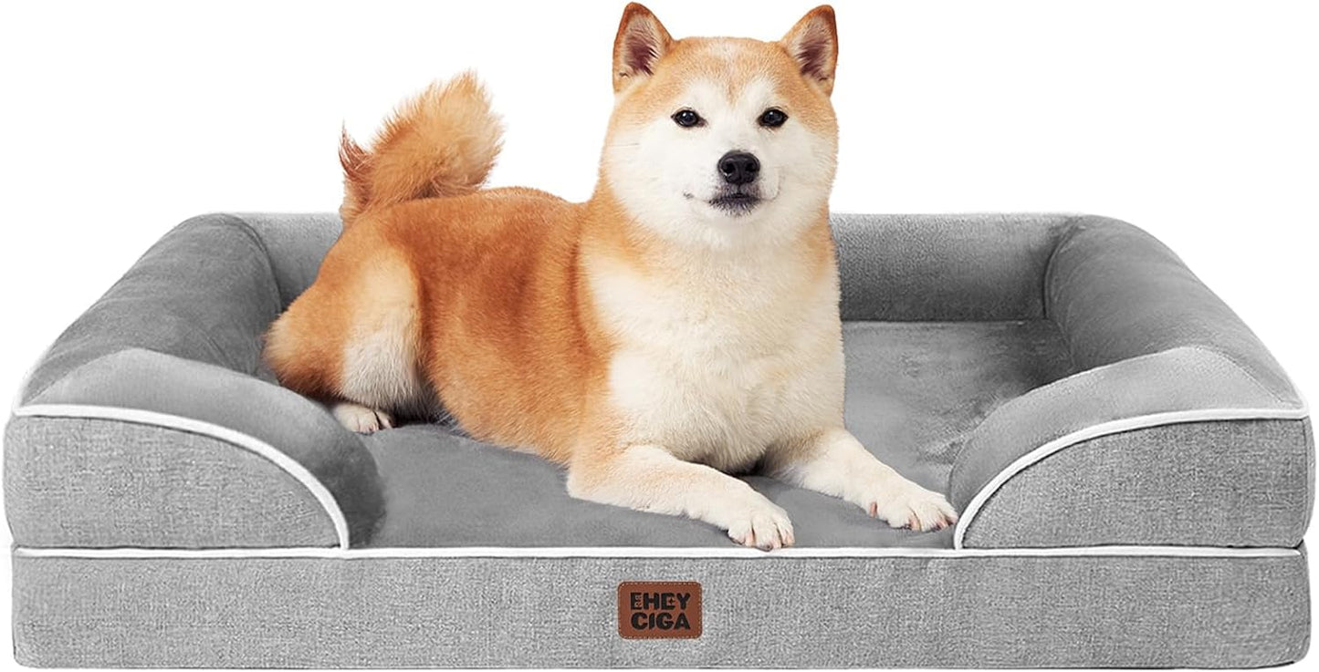 EHEYCIGA 犬 ベッド 冬 ペットベッド 防水 猫 ベッド 洗える 犬用 クッション 高反発 取り外せるカバー 滑り止め オールシーズン 小型犬 中型犬