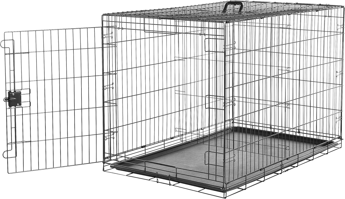 ベーシック 犬 ペットケージ 折り畳み式 トレー付き シングルドア( ブラック)