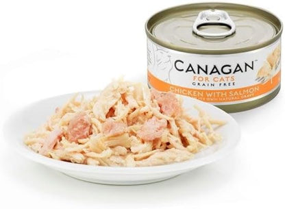 カナガン キャットフード チキン＆サーモン 缶詰 (75g×12缶) ウェットフード [まとめ買い] 全猫種・全年齢 対応 ウェットタイプ 【着色料・香料不使用 グレインフリー】 CANAGAN 12CNKCS