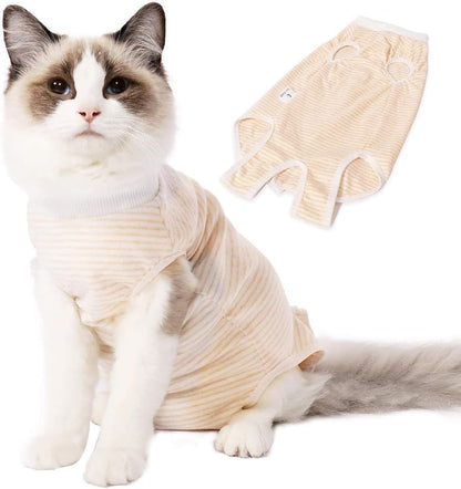 術後服 猫用 ペット術後ウェア 介護服 皮膚保護 不妊手術 傷口保護 避妊 傷舐め 引っ掻き防止 手術用 男の子 女の子 兼用  S