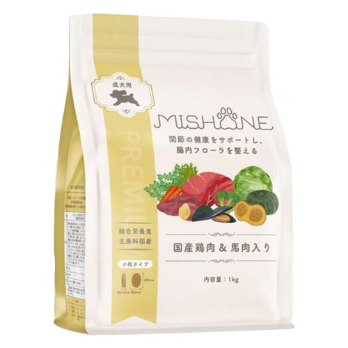ミシュワン ドッグフード 成犬用(国産鶏肉＆馬肉)1kg×1個 【獣医師監修】 無添加 グルテンフリー 総合栄養食