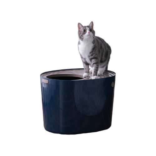 アイリスオーヤマ 猫 トイレ 上から猫トイレ 砂が飛び散りにくい&臭いの広がりも抑える レギュラー ネイビー