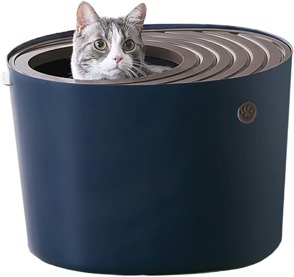 アイリスオーヤマ 猫 トイレ 上から猫トイレ 砂が飛び散りにくい&臭いの広がりも抑える レギュラー ネイビー