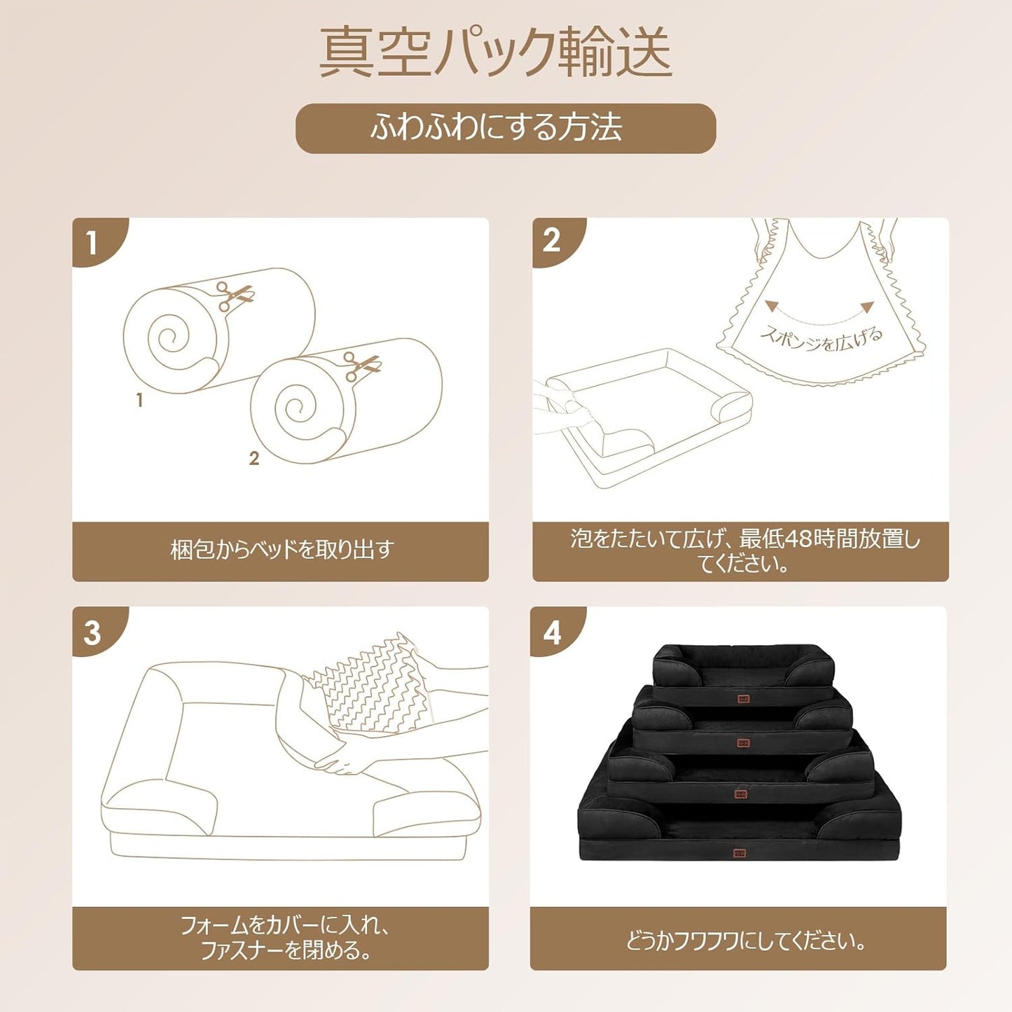 EHEYCIGA 犬 ベッド 冬 ペットベッド 防水 猫 ベッド 洗える 犬用 クッション 高反発 取り外せるカバー 滑り止め オールシーズン 小型犬 中型犬