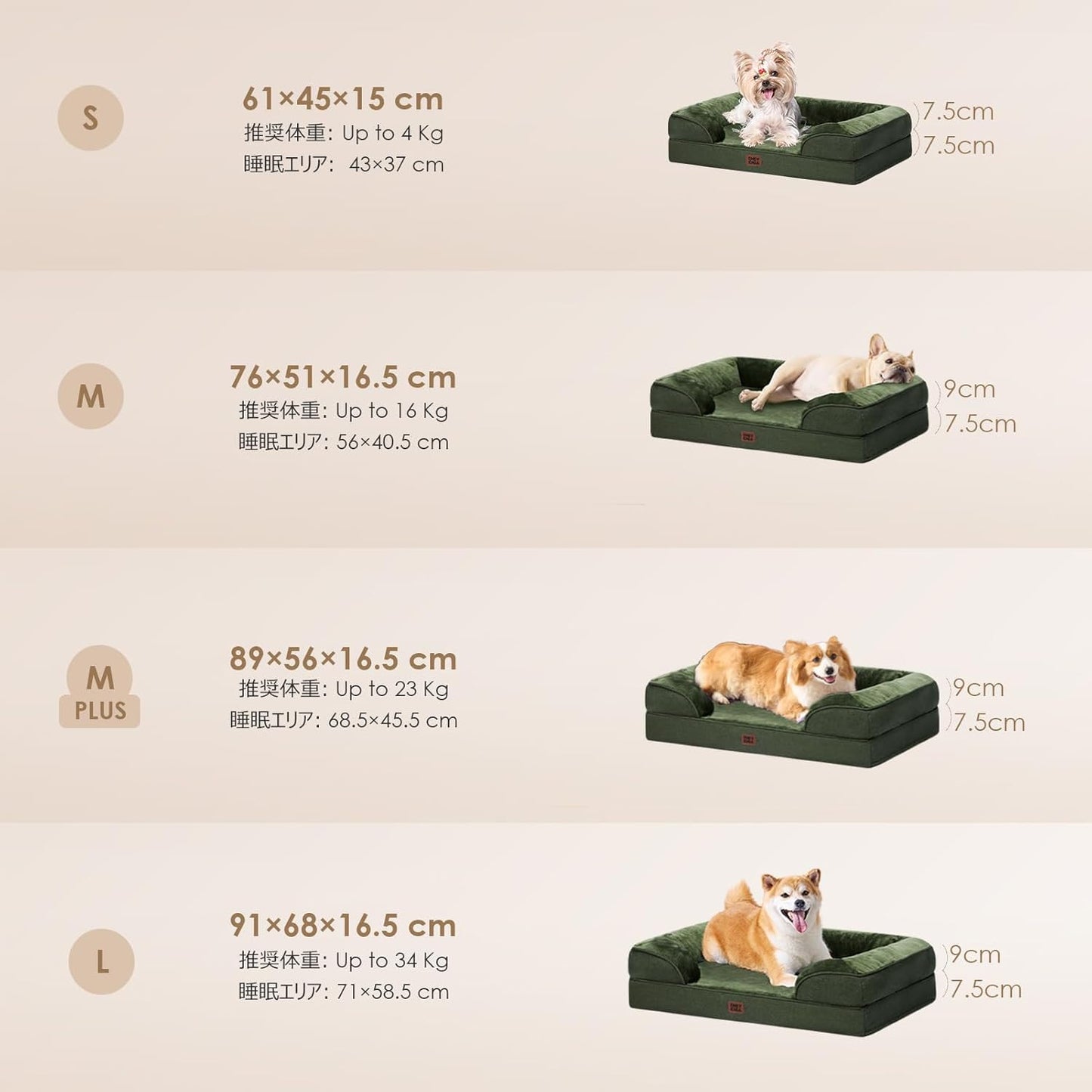 EHEYCIGA 犬 ベッド 冬 ペットベッド 防水 猫 ベッド 洗える 犬用 クッション 高反発 取り外せるカバー 滑り止め オールシーズン 小型犬 中型犬