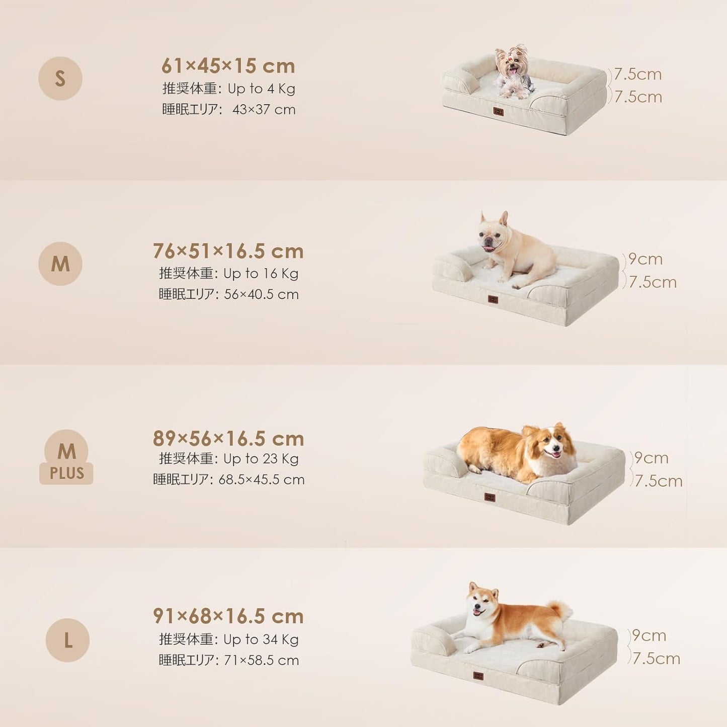 EHEYCIGA 犬 ベッド 冬 ペットベッド 防水 猫 ベッド 洗える 犬用 クッション 高反発 取り外せるカバー 滑り止め オールシーズン 小型犬 中型犬
