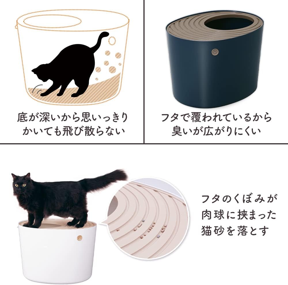 アイリスオーヤマ 猫 トイレ 上から猫トイレ 砂が飛び散りにくい&臭いの広がりも抑える レギュラー ネイビー