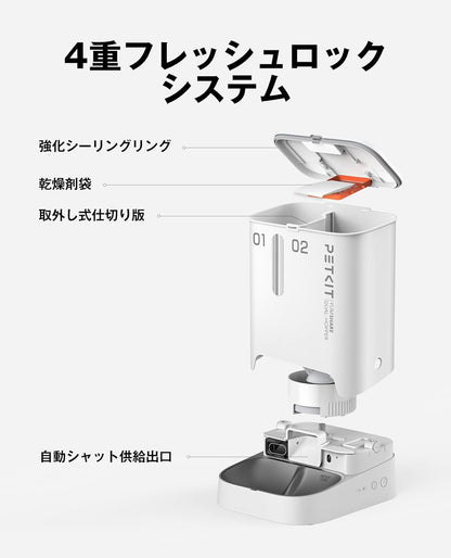 PETKIT 自動給餌器 猫 中小型犬用 タンク二層化 カメラ付き 1080P 暗視機能 双方向会話 透明な窓口 感知センサーを搭載 タイマー式 スマホ管理 2WAY給電 IOS Android対応 日本語対応アプリ (ダブルホッパー カメラ付き)
