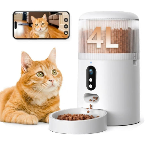 Surfola 自動給餌器 猫 犬 カメラ付き 「WiFi必要」スマホ連携 4L大容量 うさぎ ペット 餌やり機 1日8食 遠隔操作 双方向会話 2WAY給電 音声録音 操作簡単 お手入れ簡単 日本語対応アプリ説明書 SP03