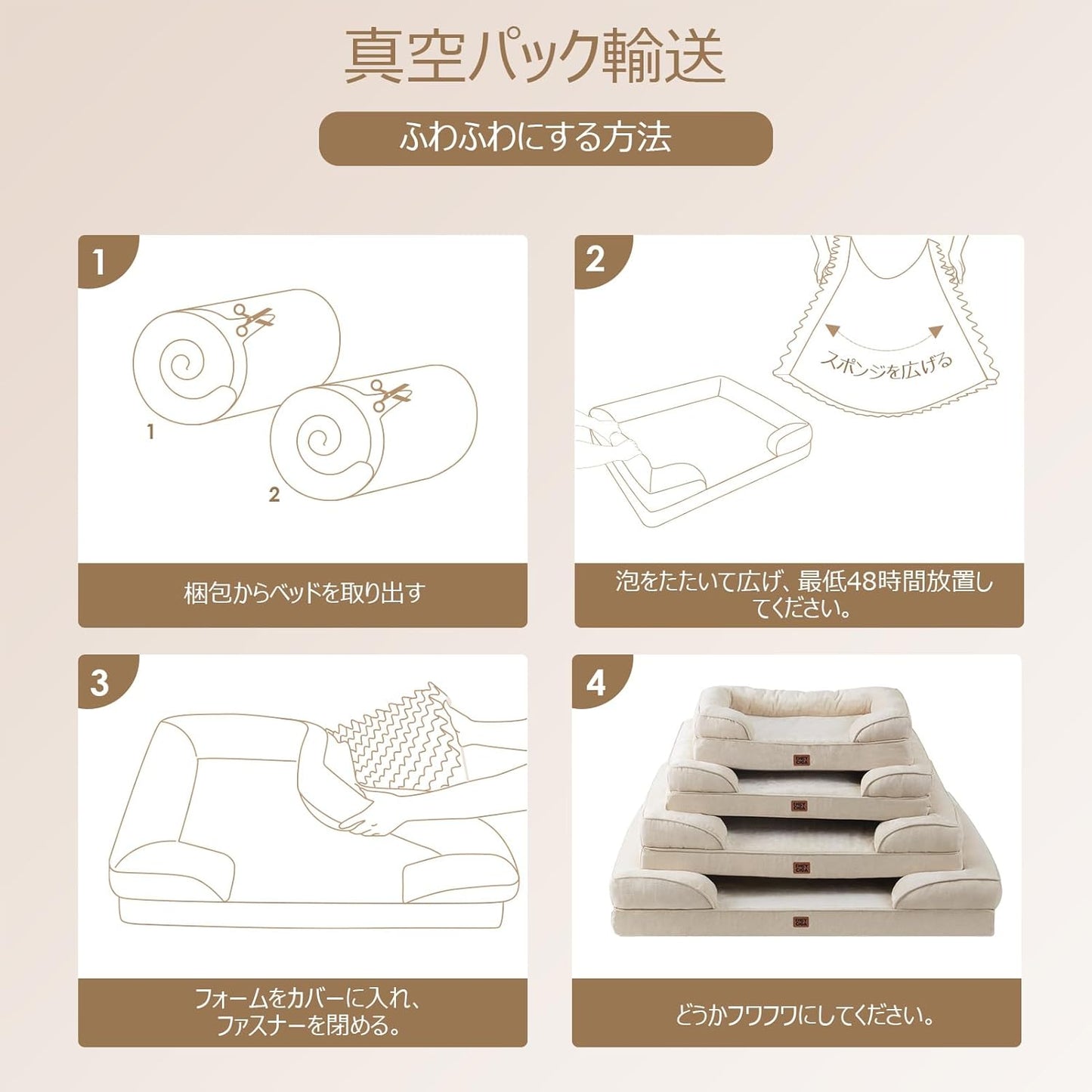 EHEYCIGA 犬 ベッド 冬 ペットベッド 防水 猫 ベッド 洗える 犬用 クッション 高反発 取り外せるカバー 滑り止め オールシーズン 小型犬 中型犬