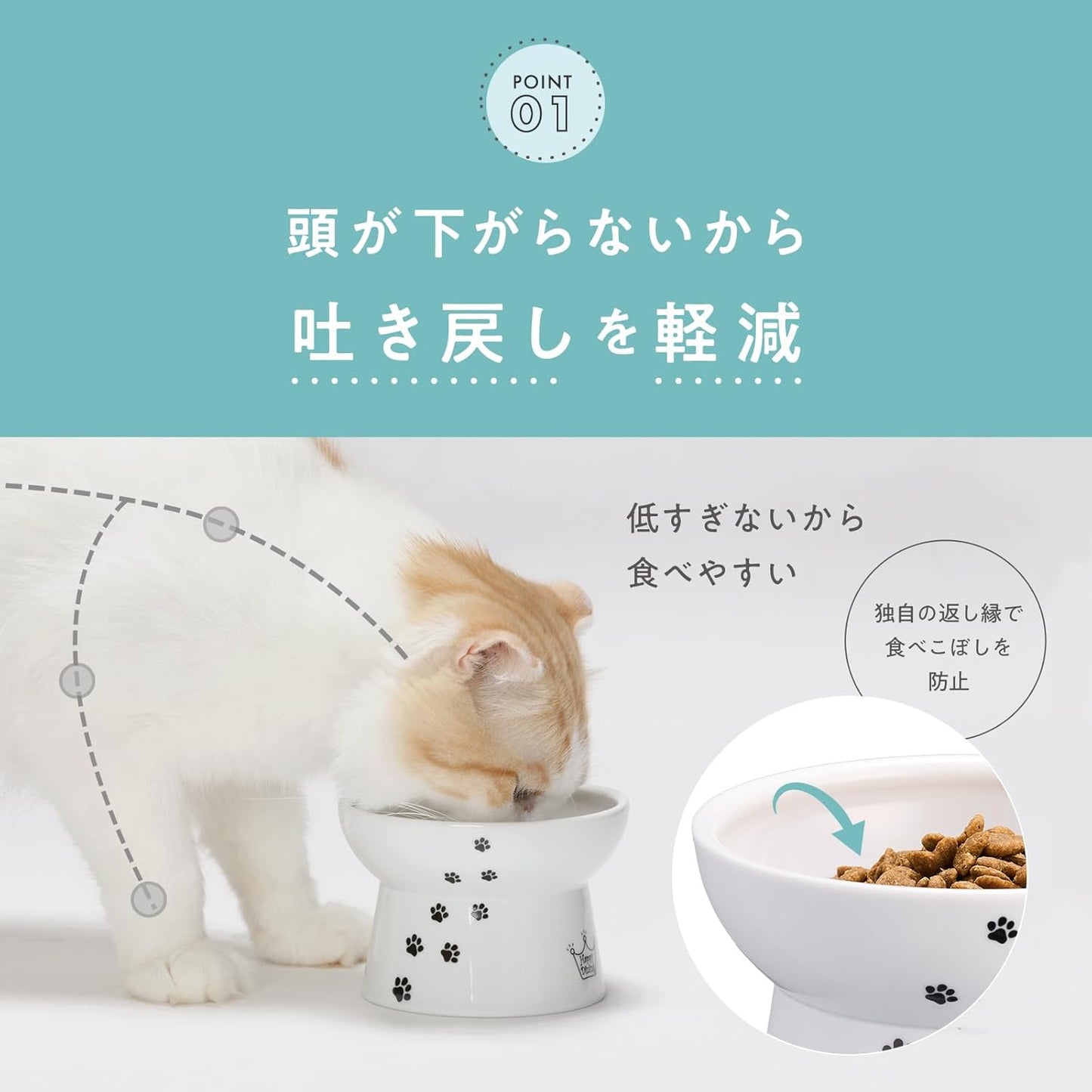 猫壱 ハッピーダイニング 脚付フードボウル 浅広口タイプ 猫柄 猫用 食器