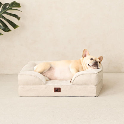 EHEYCIGA 犬 ベッド 冬 ペットベッド 防水 猫 ベッド 洗える 犬用 クッション 高反発 取り外せるカバー 滑り止め オールシーズン 小型犬 中型犬