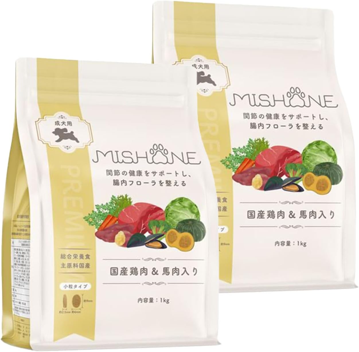 ミシュワン ドッグフード 成犬用(国産鶏肉＆馬肉)1kg×1個 【獣医師監修】 無添加 グルテンフリー 総合栄養食