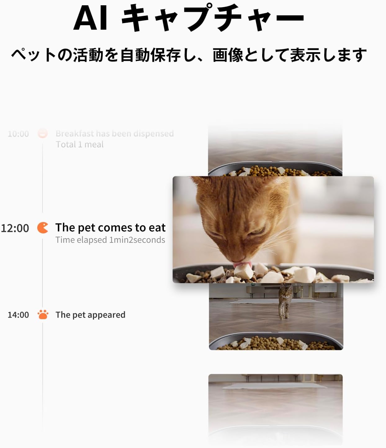 PETKIT 自動給餌器 猫 中小型犬用 タンク二層化 カメラ付き 1080P 暗視機能 双方向会話 透明な窓口 感知センサーを搭載 タイマー式 スマホ管理 2WAY給電 IOS Android対応 日本語対応アプリ (ダブルホッパー カメラ付き)