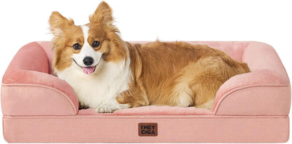 EHEYCIGA 犬 ベッド 冬 ペットベッド 防水 猫 ベッド 洗える 犬用 クッション 高反発 取り外せるカバー 滑り止め オールシーズン 小型犬 中型犬