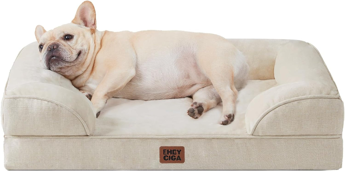 EHEYCIGA 犬 ベッド 冬 ペットベッド 防水 猫 ベッド 洗える 犬用 クッション 高反発 取り外せるカバー 滑り止め オールシーズン 小型犬 中型犬