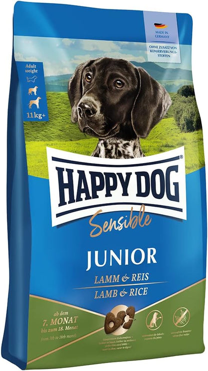 ハッピードッグ 中型犬・大型犬 （子犬用） 消化器ケア ラム・ライス 1kg ドライドッグフード ドイツ産 ヒューマングレード 無添加 HAPPY DOG グルテンフリー ヤングセンシブル ジュニアラム＆ライス