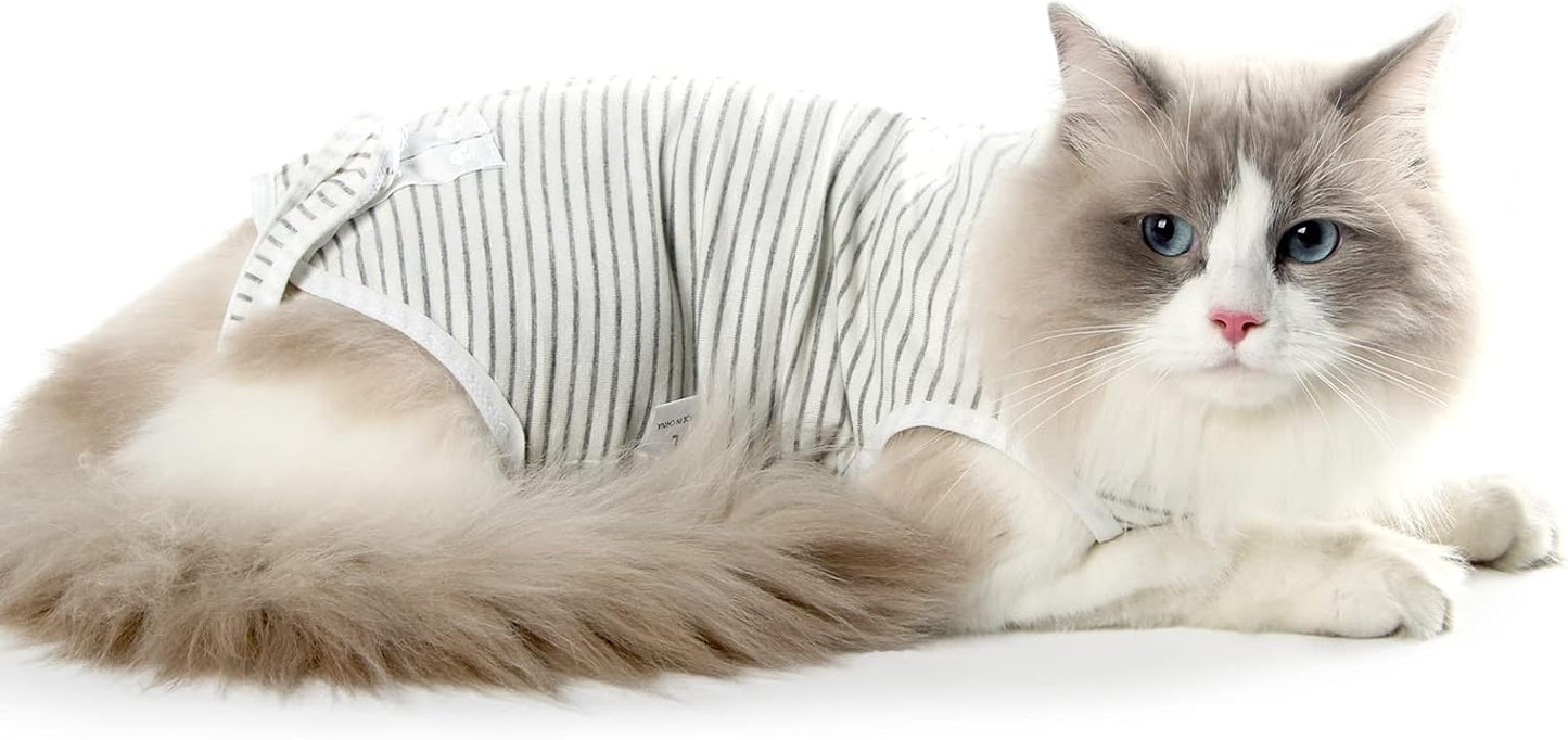 術後服 猫用 ペット術後ウェア 介護服 皮膚保護 不妊手術 傷口保護 避妊 傷舐め 引っ掻き防止 手術用 男の子 女の子 兼用 オレンジ L