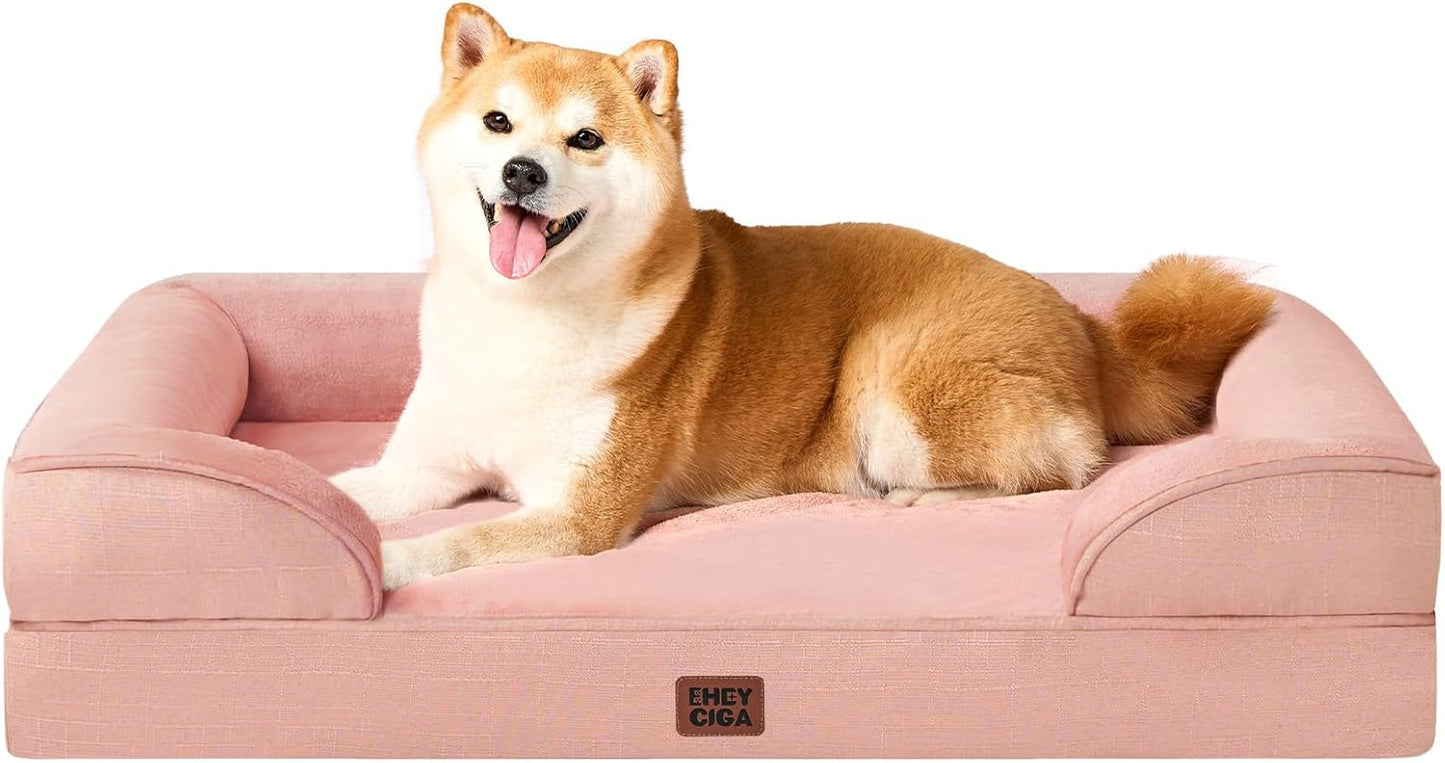 EHEYCIGA 犬 ベッド 冬 ペットベッド 防水 猫 ベッド 洗える 犬用 クッション 高反発 取り外せるカバー 滑り止め オールシーズン 小型犬 中型犬
