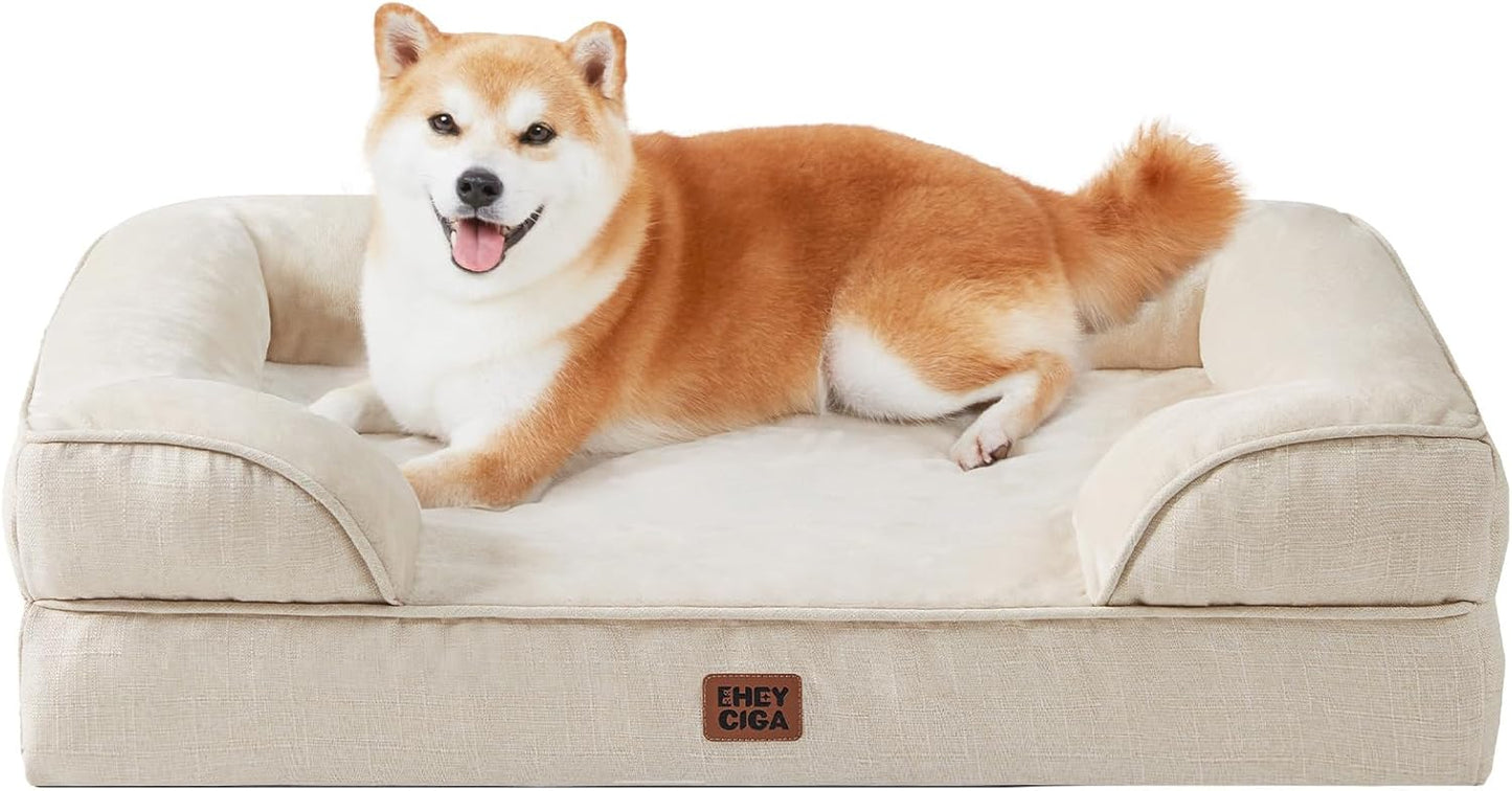 EHEYCIGA 犬 ベッド 冬 ペットベッド 防水 猫 ベッド 洗える 犬用 クッション 高反発 取り外せるカバー 滑り止め オールシーズン 小型犬 中型犬