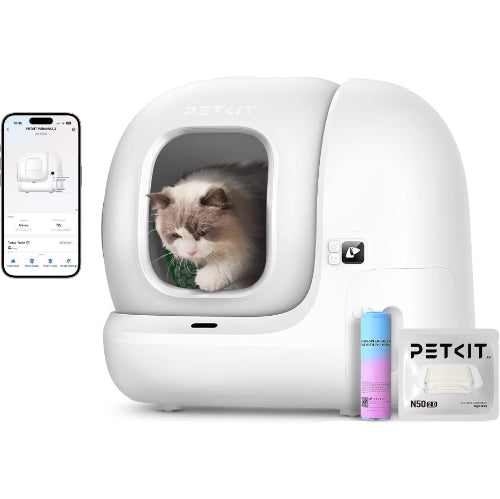 PETKIT 猫 トイレ 自動トイレ オシッコが漏れない アップグレードしたシリンダ スマホ管理 センサー付き 飛散防止 自動清掃 定期清掃 掃除簡単 お留守番 専用APP IOS/Android対応 日本語説明書付き 76L の大容量 自動トイレ PURE MAX2 P9902