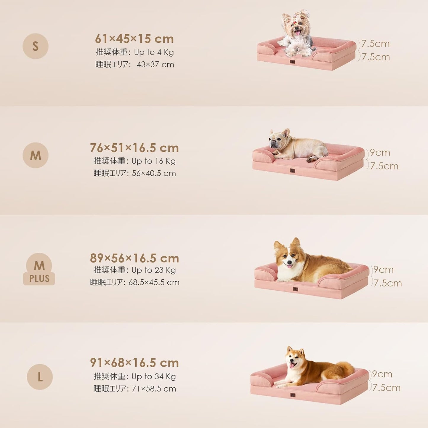 EHEYCIGA 犬 ベッド 冬 ペットベッド 防水 猫 ベッド 洗える 犬用 クッション 高反発 取り外せるカバー 滑り止め オールシーズン 小型犬 中型犬