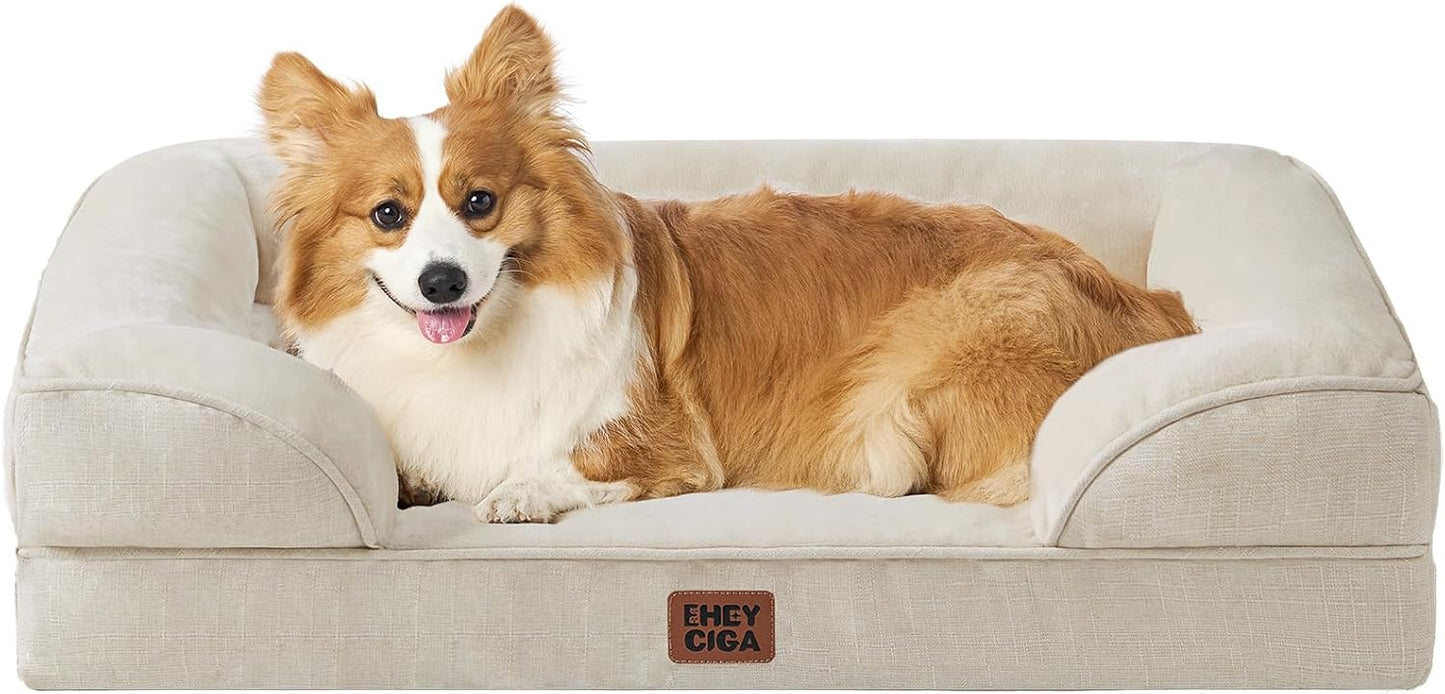 EHEYCIGA 犬 ベッド 冬 ペットベッド 防水 猫 ベッド 洗える 犬用 クッション 高反発 取り外せるカバー 滑り止め オールシーズン 小型犬 中型犬