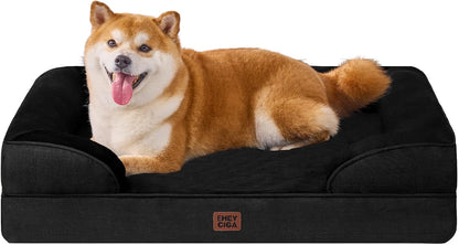 EHEYCIGA 犬 ベッド 冬 ペットベッド 防水 猫 ベッド 洗える 犬用 クッション 高反発 取り外せるカバー 滑り止め オールシーズン 小型犬 中型犬