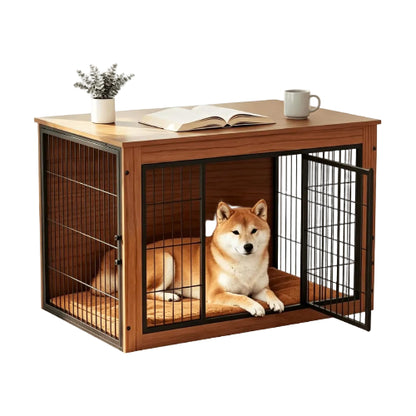 Alebert｢アレベルト｣ 犬 ケージ ペットケージ 木製 犬サークル 大中型犬用 サークル 室内 犬 ウッディサークル インテリア調 毛布付き 頑丈 オシャレ ( Mサイズ)