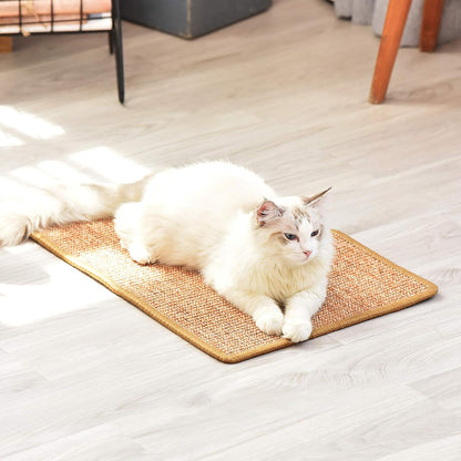 FUKUMARU 猫用スクラッチャーマット、サイズ40CM * 60CM、猫用爪とぎマット、猫、猫用、爪とぎ、マット、高密度 天然サイザル麻製、猫用おもちゃ、おもちゃ 、家具やソファの保護に