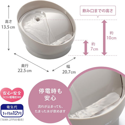 ジェックス ピュアクリスタル ミューティー 猫用 950mL ムーングレー フィルター式給水器 USB電源 静音 フィルター付き