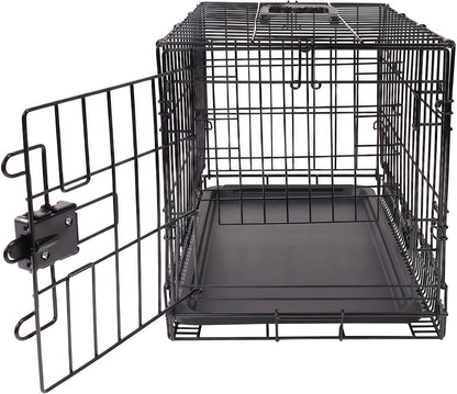 ベーシック 犬 ペットケージ 折り畳み式 トレー付き シングルドア（ ブラック）