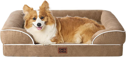 EHEYCIGA 犬 ベッド 冬 ペットベッド 防水 猫 ベッド 洗える 犬用 クッション 高反発 取り外せるカバー 滑り止め オールシーズン 小型犬 中型犬