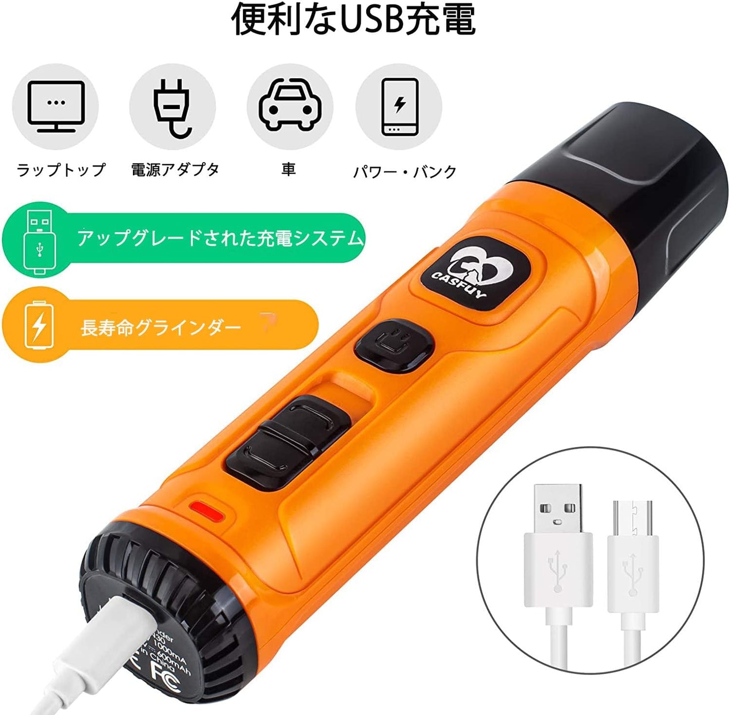 Casfuy犬爪切り電動ー 2つのLEDライト付き - 新バージョン 2スピード 強力な電動ペット用爪切り プロフェッショナル 静かで痛みのない足のグルーミングとスムージング 小中大型犬と猫用