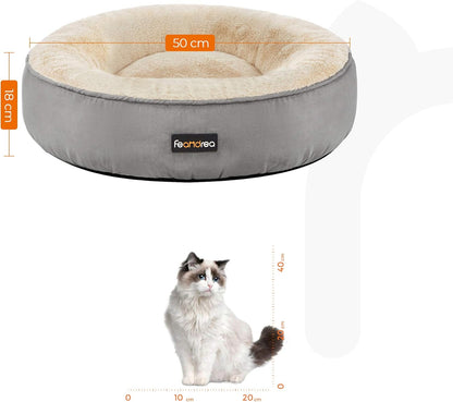 FEANDREA 犬 ベッド ペットベッド 猫 犬クッション ふわふわ 滑り止め 洗える ペットソファー 可愛いドーナツ型 中小型犬用 マット PGW050G01