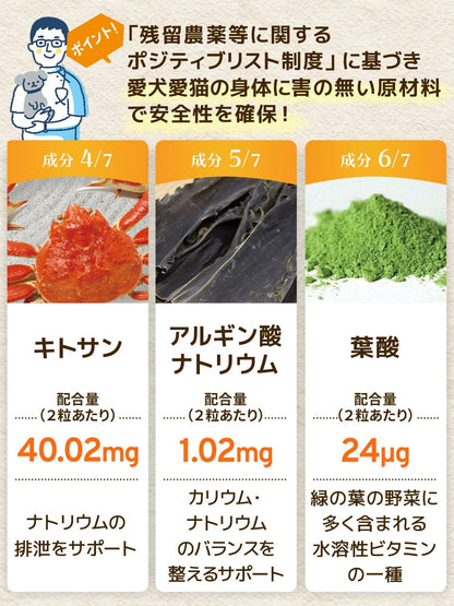 毎日腎活 猫 腎臓ケア サプリ 国産 無添加 成分量明記【7成分配合】 ヤシ殻活性炭 ウラジロガシ 腎臓サポート 尿路ケア ＜カツオ味錠剤 猫用 サプリメント １袋60粒入＞[ウィズペティ公式]
