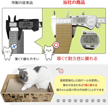 RAKU 段ボールキャットハウス天板替え ３枚セット 猫爪とぎ板 2in1多機能 高密度段ボール 厚い 両面使用可能 収納簡単 交換可能 箱型 猫ベッド (替え天板)