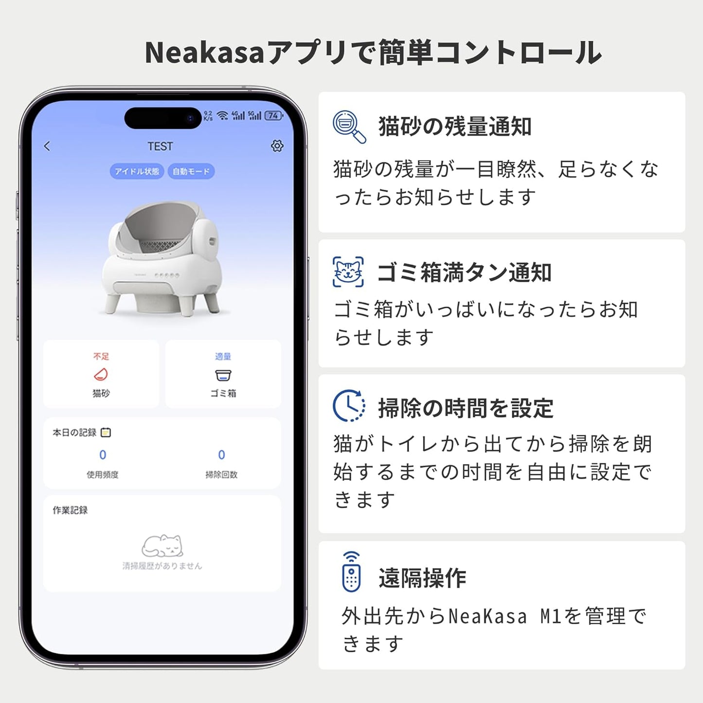 Neakasa M1 Plus Lite 全自動猫トイレ｜オープン設計 自動清掃｜大容量・アプリ管理｜密閉消臭・静音設計｜多頭飼い対応
