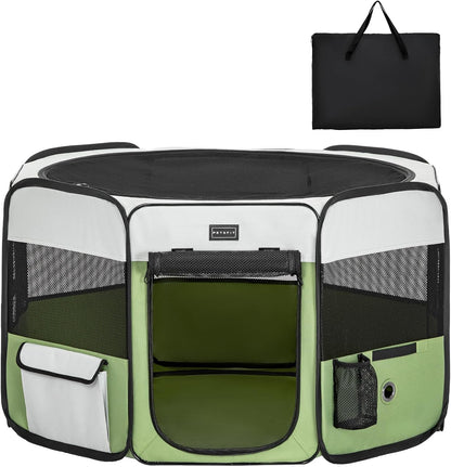 petsfit ペットサークル 折りたたみ 軽量 八角形 収納バッグ付き メッシュトップ 飛び出し防止設計 しっかり 室内 屋外 キャンプ 旅行 猫 犬 洗える 多用途