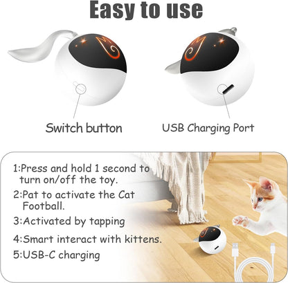 ミギポーズ（Migipaws） 猫 おもちゃ 自動 ねこのおもちゃ しっぽ付き 電動 人気 一人遊び ネコ 遊び道具 cat toy 室内用 猫運動不足解消グッズ 羽根とぬいぐるみ付き おいかけっボール（ホワイト）
