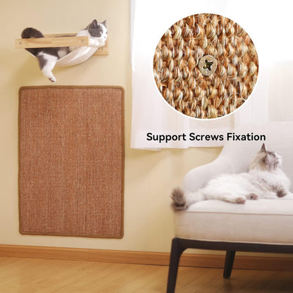 FUKUMARU 猫用スクラッチャーマット、サイズ40CM * 60CM、猫用爪とぎマット、猫、猫用、爪とぎ、マット、高密度 天然サイザル麻製、猫用おもちゃ、おもちゃ 、家具やソファの保護に