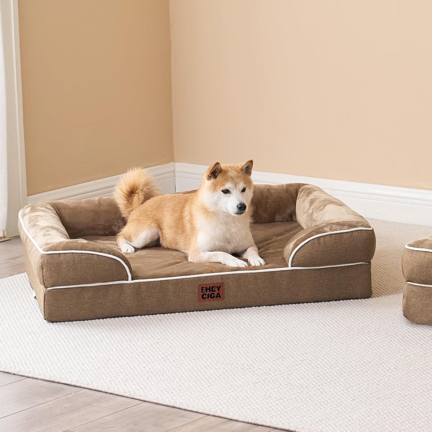 EHEYCIGA 犬 ベッド 冬 ペットベッド 防水 猫 ベッド 洗える 犬用 クッション 高反発 取り外せるカバー 滑り止め オールシーズン 小型犬 中型犬