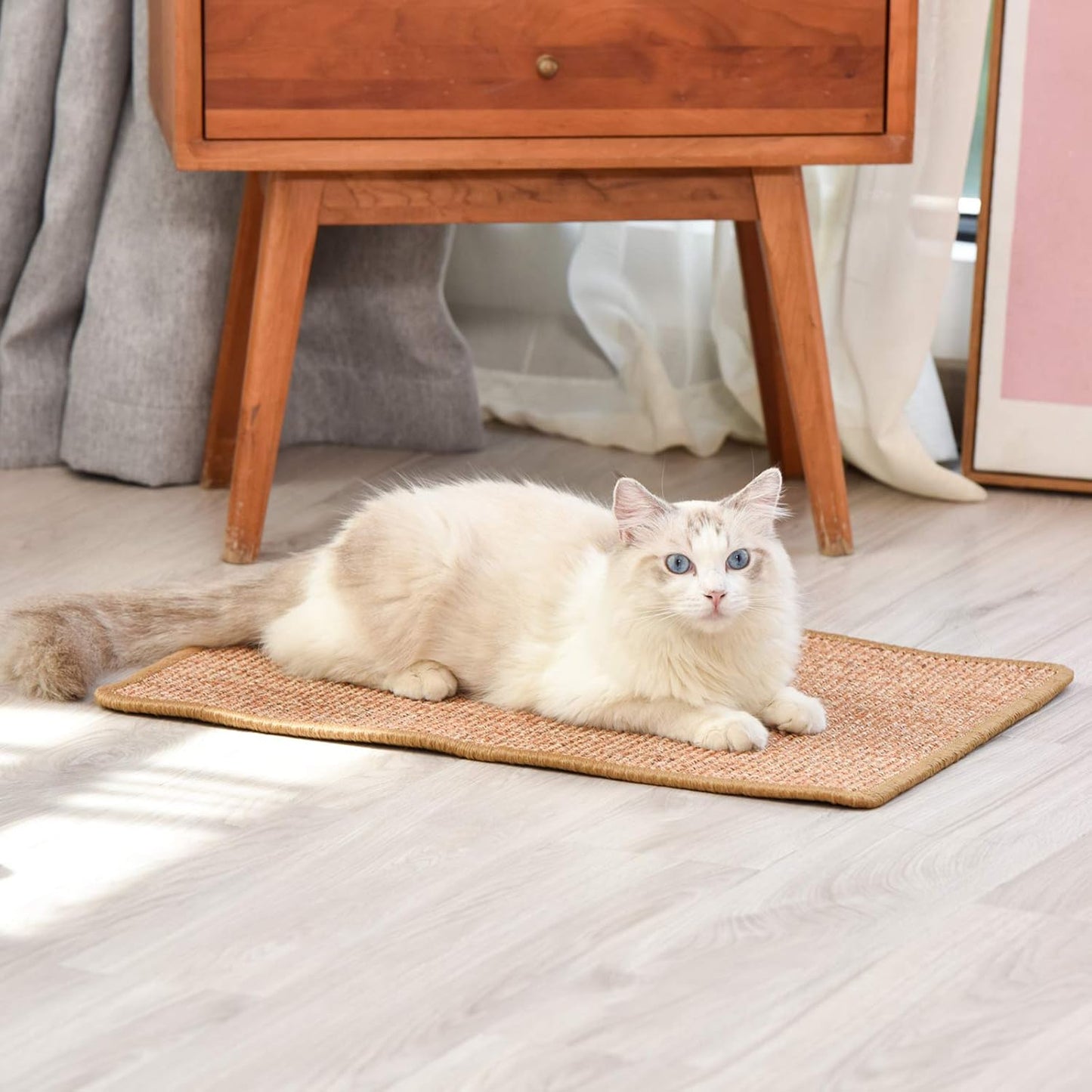 FUKUMARU 猫用スクラッチャーマット、サイズ40CM * 60CM、猫用爪とぎマット、猫、猫用、爪とぎ、マット、高密度 天然サイザル麻製、猫用おもちゃ、おもちゃ 、家具やソファの保護に