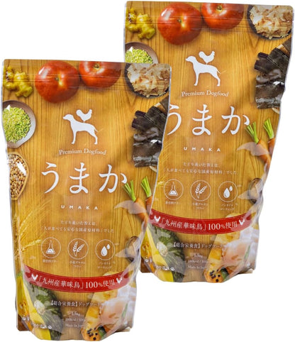 華ちゃん犬猫すこやか本舗 うまか ドッグフード【 国産 無添加 】ドライ チキン 華味鳥 ヒューマングレード グルテンフリー グレインフリー 全犬種 全年齢 総合栄養食 1.5kg