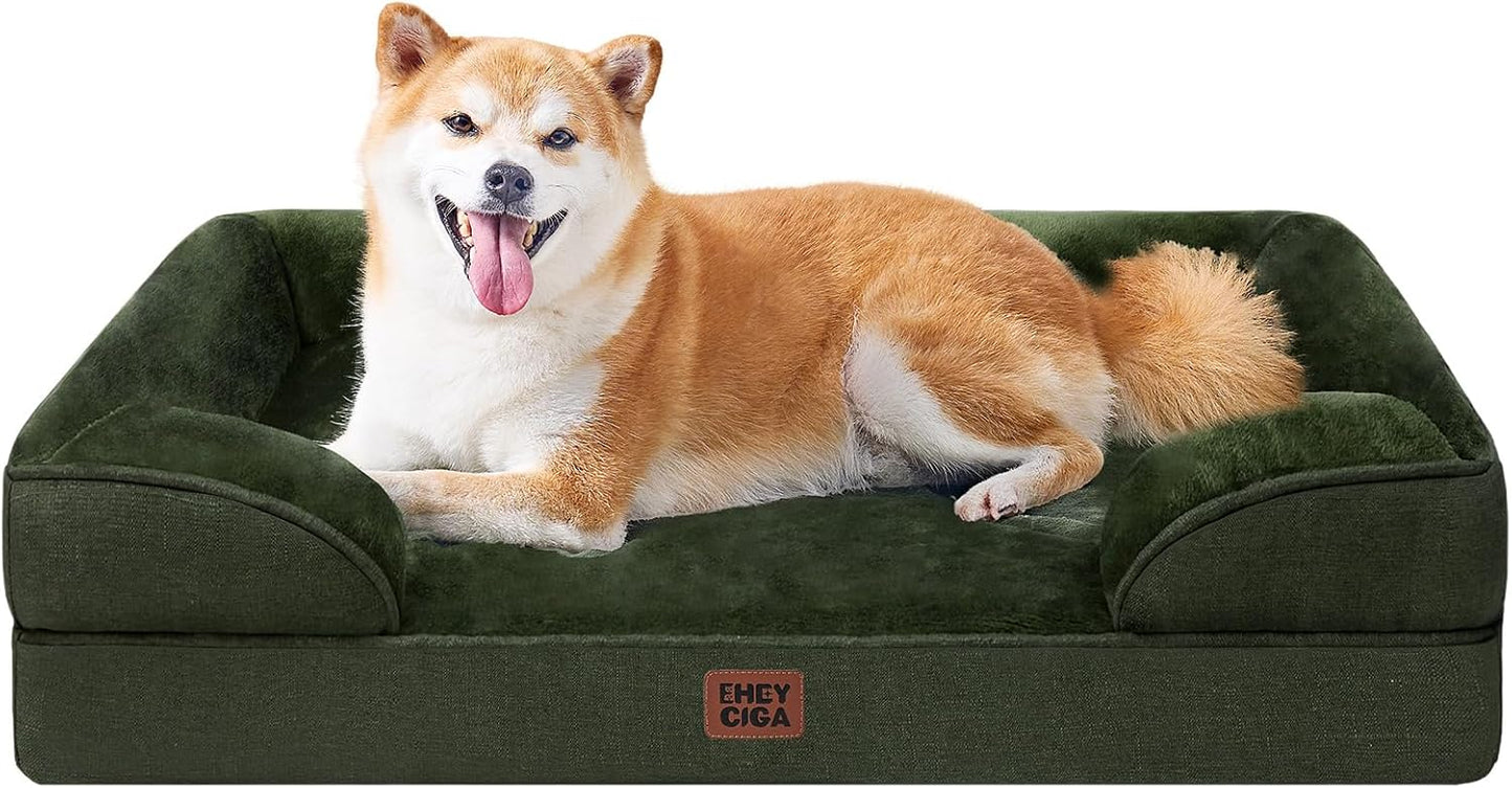 EHEYCIGA 犬 ベッド 冬 ペットベッド 防水 猫 ベッド 洗える 犬用 クッション 高反発 取り外せるカバー 滑り止め オールシーズン 小型犬 中型犬