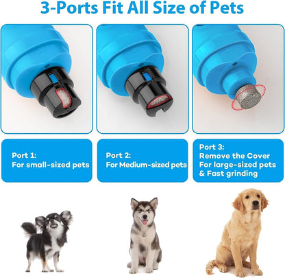 Casfuy犬爪切り電動ー 2つのLEDライト付き - 新バージョン 2スピード 強力な電動ペット用爪切り プロフェッショナル 静かで痛みのない足のグルーミングとスムージング 小中大型犬と猫用