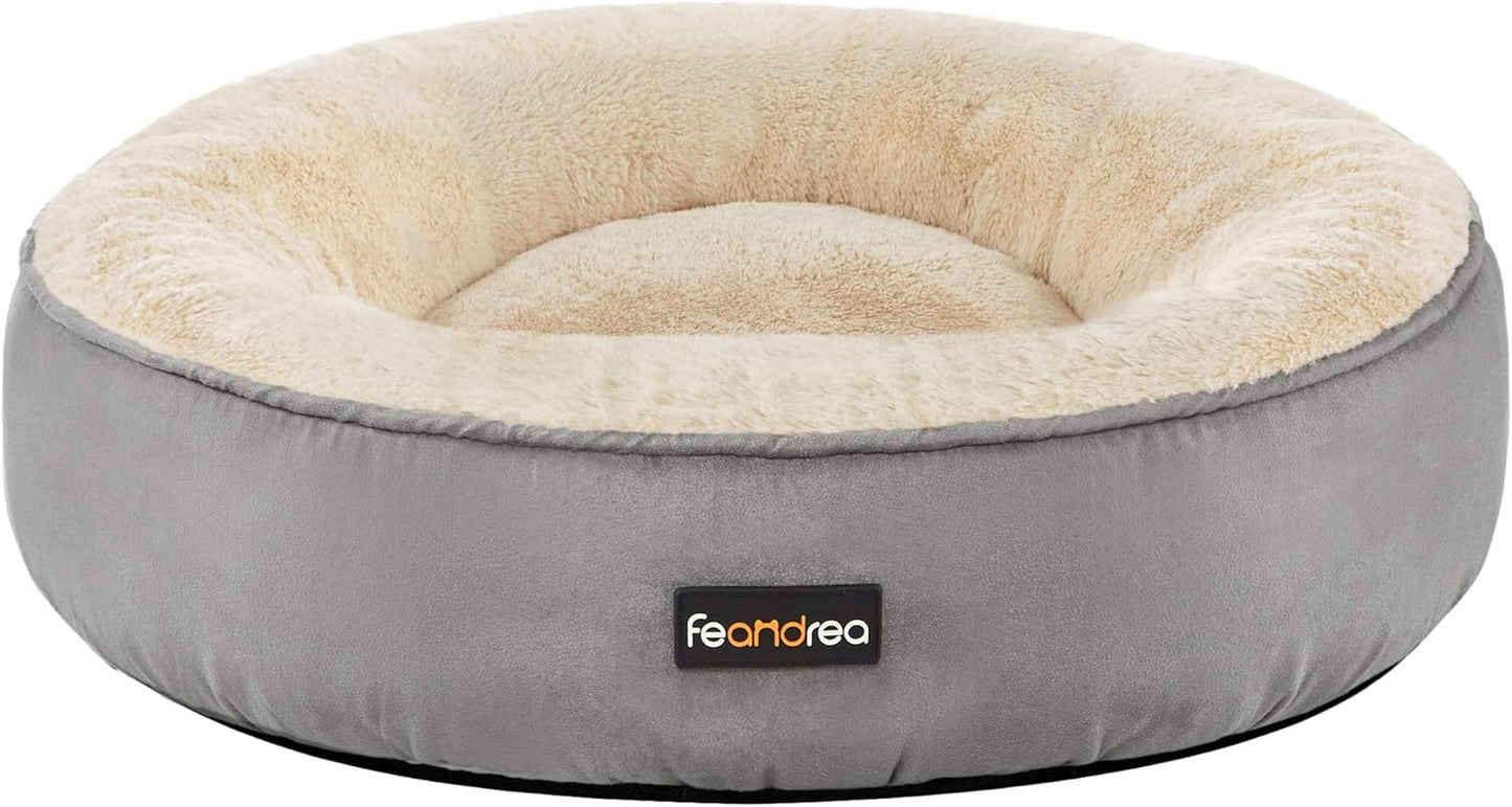 FEANDREA 犬 ベッド ペットベッド 猫 犬クッション ふわふわ 滑り止め 洗える ペットソファー 可愛いドーナツ型 中小型犬用 マット PGW050G01