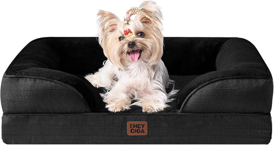 EHEYCIGA 犬 ベッド 冬 ペットベッド 防水 猫 ベッド 洗える 犬用 クッション 高反発 取り外せるカバー 滑り止め オールシーズン 小型犬 中型犬